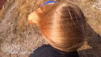 Big Boobs Babe Blowjob and Dogging in Lingerie - Cum in Mouth Outdoor