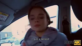 DEBT4k. Collector enjoys blowjob in car before tasting debtors pussy