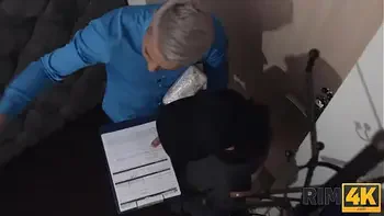 RIM4K. Guy is happy because the delivery girl licks his ass as a bonus