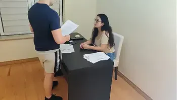 Lucky chubby worker fucks his female boss in high heels