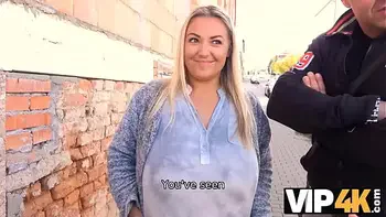 VIP4K. Man tempts big-tittied woman into fooling around by boyfriend