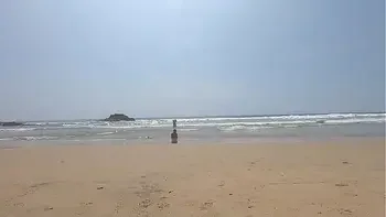Walking nude freely & having fun on public nudist beach