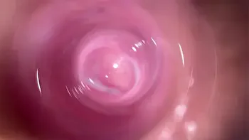 Camera deep inside Mia's teen creamy pussy