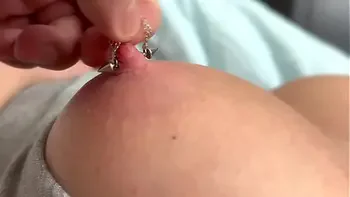 Morning Play with Big Tits MILF and Pierced Nipples