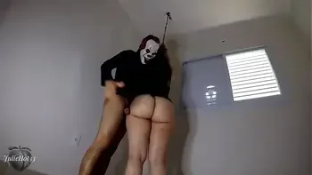 Multiple cumshots on big ass bitch, fucking standing doggystyle