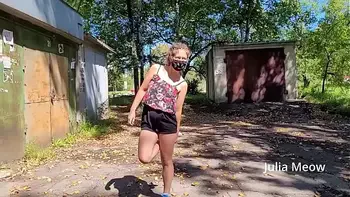 Caught flashing my pussy on the street in front of passers-by