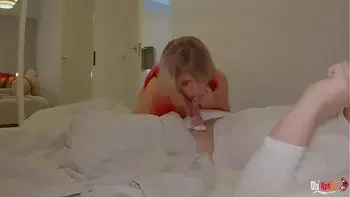 Stepmom Wakes up Stepson with Blowjob and Gives Cum in Ass