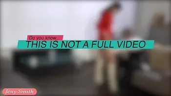 Waiting: Jeny Smith teasing a man bottomless. Flashing tits and pussy with mini skirt