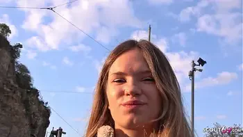 GERMAN SCOUT - SWEET TEEN WITH BOUNCING TITS PICKUP FOR FIRST CASTING FUCK