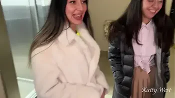 Public Pickup - We met two beauties with a friend and invited them to our place to have sex