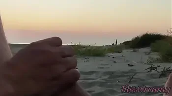 French teacher amateur handjob on public beach with cumshot Extreme sex in front of strangers - MissCreamy