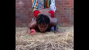 Gibby The Clown fucks ebony in a barn
