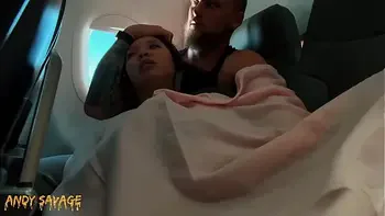 PUBLIC fingering asian on an airplane MILE HIGH CLUB
