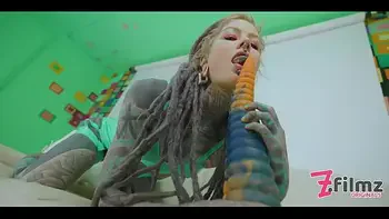 Extreme TATTOO dreadhead ANAL riding huge TOY