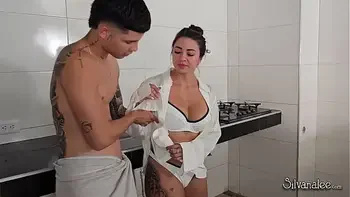 Danner Mendez is my husband's son, he is a tattooed guy with a big cock and he fucks me in the kitchen - Silvana Lee