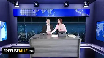 ChannelSkeet Breaking News - Male News Anchor FreeUse Bangs His Redhead Colleague & 18yo Protester