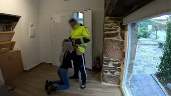 The delivery man comes home and I give him a surprise blowjob