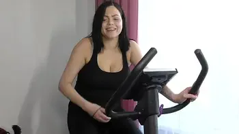 Exercise on Bicycle after Pregnancy Bouncing Boobs and Nipples Playing