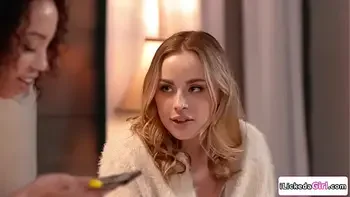 Blonde college babe pussy licking ebony lesbian roommate