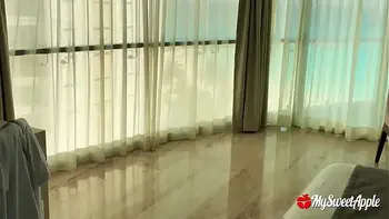 Public Balcony Sex with a Massive Facial after the beach