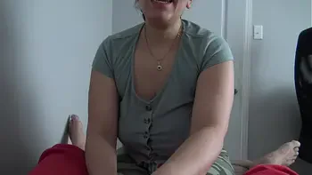 cuckold wife with big natural tits makes her 18 year old stepson leak precum