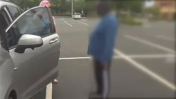 Big juicy fat ass busty white girl black cock blowjob - bbw milf in mini short dress flashing thick curvy booty in public and sex with stranger in car, getting her pussy creampie twice in parking lot outdoor