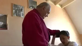 Horny old pervert asks his Asian nursemaid to fuck