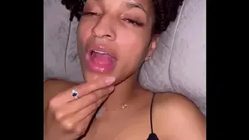 Ebony slut loves cum