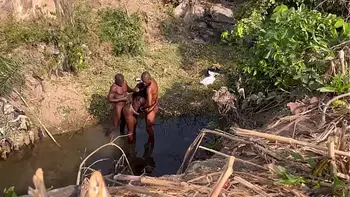2 strangers taking turns to fuck this teenage village girl in the river