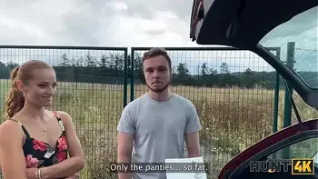 HUNT4K. Red riding hood is good in sucking big cocks and riding them