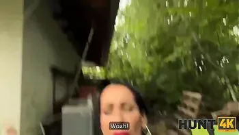 HUNT4K. Naughty chick fucked a stranger in front of her family