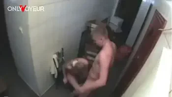 Public Voyeur. Hot blonde being baked hard in a bakery utility room