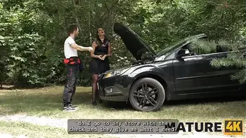 MATURE4K. Mature whore Texas Patti is fucking on top of her car in front of her husband