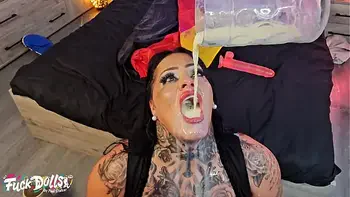 Busty Inked Ashley Cumstar SPEW Piss & Milk Ass Fisted, Piss drinking, ROUGHLY Fucked, Vaginal Creampie