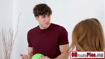 Teens sucks their lucky big cock and stepbro enjoyed while fucking teens