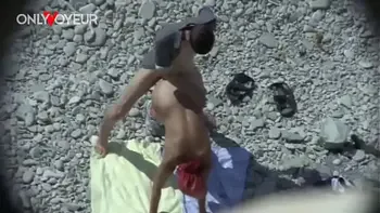 Beach Voyeur. Curvy MILF gives head and get it from behind in public