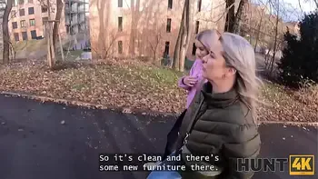 HUNT4K. Lesbian fucked her new landlord