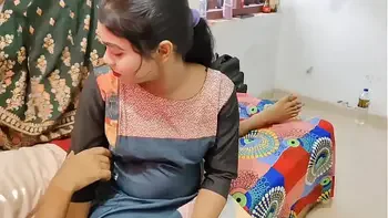 The best threesome of 2025 :- Stepbrother called Komal and Komal's friend Neha to the room and made both of them suck his dick fucked