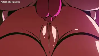 Hentai Lesbian dominatrix strapons anal and fills it with creampie