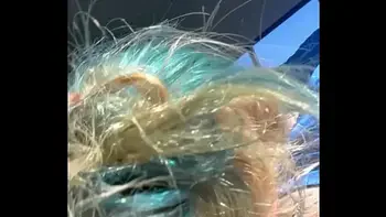 Blonde slut takes a huge facial after getting fucked in public