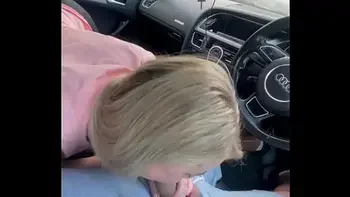 Step mom young make the best blowjob in public/car