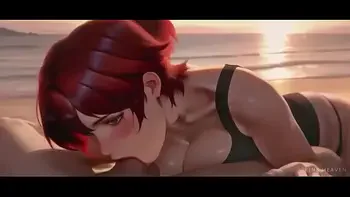 Cute Redhead Sucks A Massive Cock On Public Beach And Swallows Every Drop - [HENTAI][POV][AI]