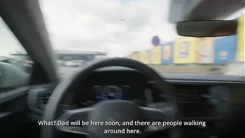 My hot stepmother sucks my cock in the supermarket car park while we wait for my step father