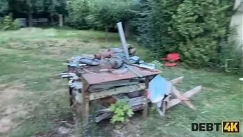 DEBT4k. Debt collector sneaked into Arina Shy’s house and roughly fucked her in the backyard