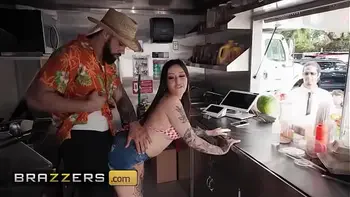 BRAZZERS - Anna Chambers Gets Naughty Behind The Counter And Fucks James Angel In The Food Truck