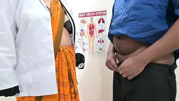 Sexy young doctor checking patients dick