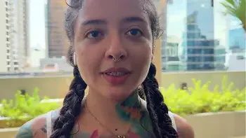 A sweaty, strong guy at the gym asks a neighbor in the building to smell his cock so he can fuck her later.