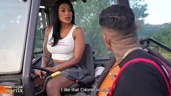 Colombian tourist fucks Italian farmer on a tractor - Mariana Martix & Luca Peracchi