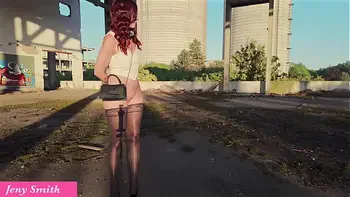 Jeny Smith caught in public place naked and locked