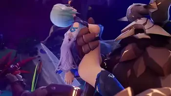 eula and hilichurl (genshin impact) drawn by ViciNeko